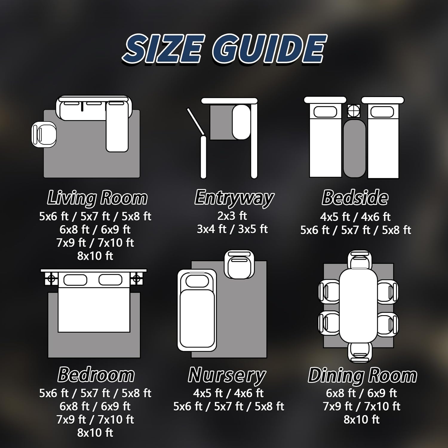 Marble Rug 8x10 - Black and Gold Area Rugs for Living Room Bedroom - Modern Carpet - Washable Non Slip Stain Resistant - Abstract Home Decor & Gifts