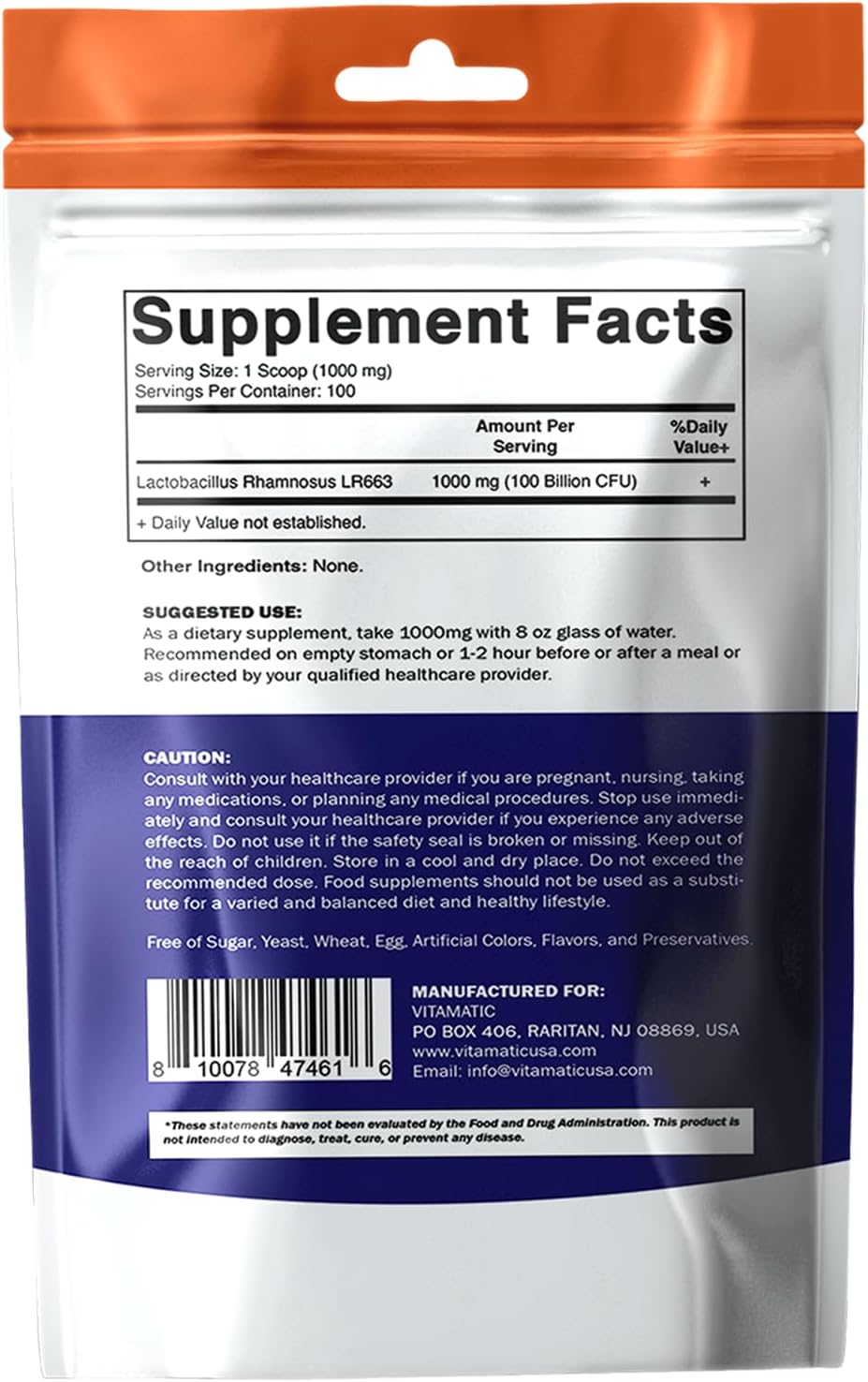 Vitamatic Lactobacillus Rhamnosus Probiotic Powder - Digestive Health Support - 100 Gram (3.5 OZ) - 100 Servings - Image 9