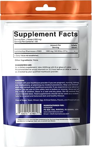 Miniatura 9 de Vitamatic Lactobacillus Rhamnosus - Polvo probiótico - Apoyo para la salud digestiva - 3.53 oz (3.5 onzas) - 100 porciones