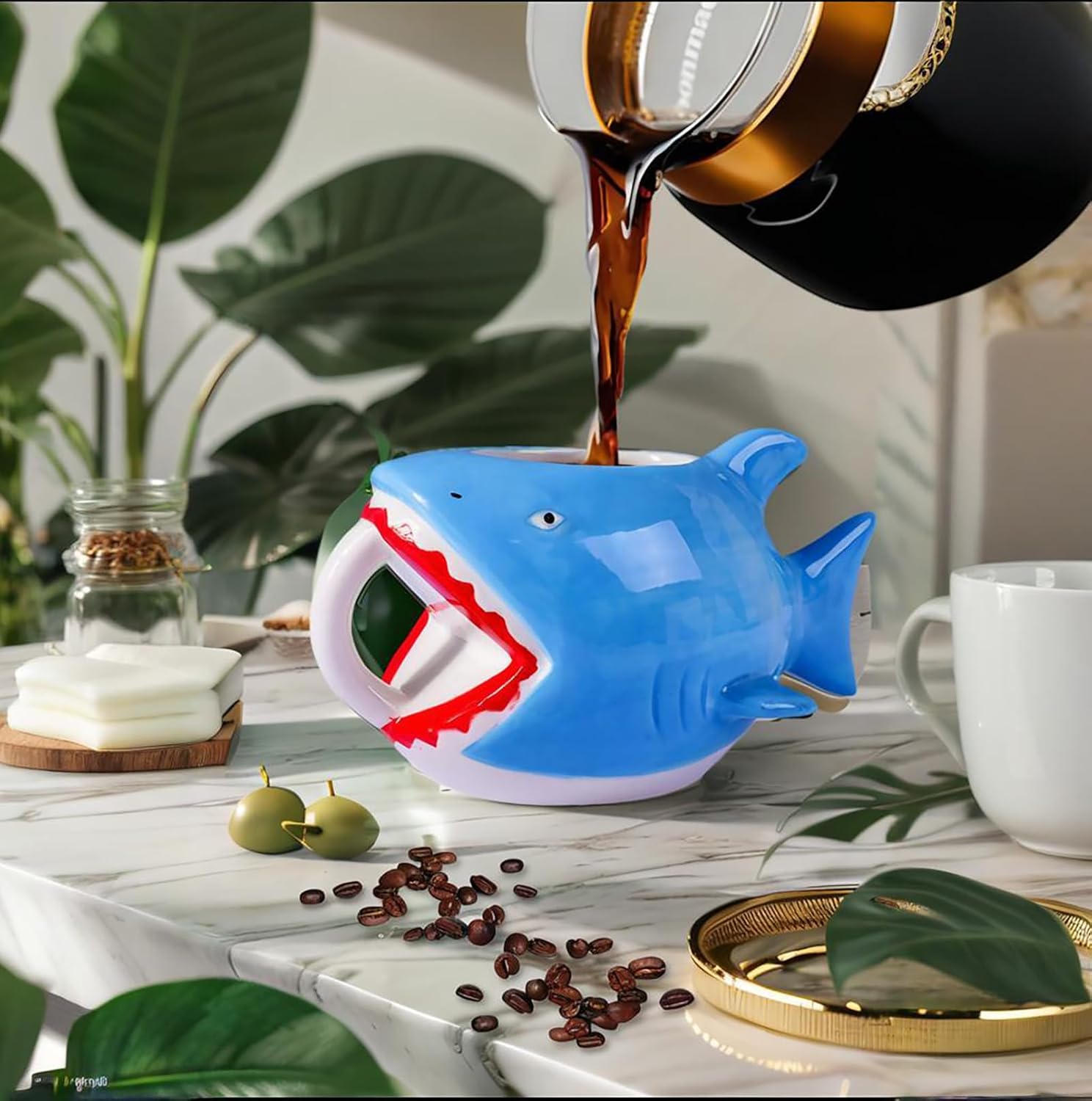 Shark Mug Ceramic 20 oz, 3D Ocean Coffee Mug Latte Cereal Tea Cup Cute, Novelty Decorative Serving Bowl, for Shark Lover Gift, Blue - Image 2
