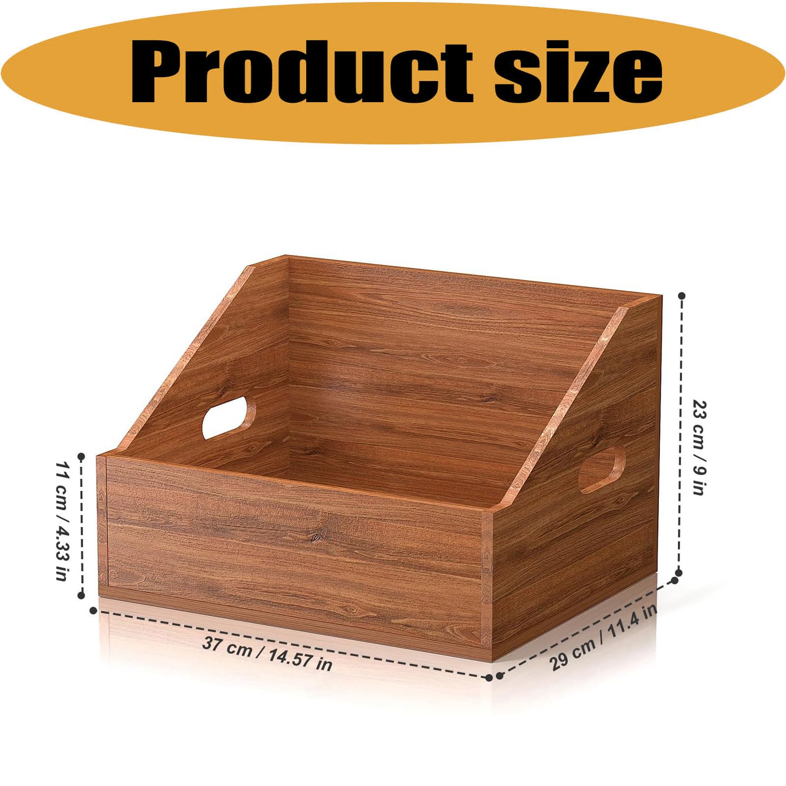 Scatola portaoggetti in legno con maniglie per l ' organizzazione della scrivania, supporto verticale anteriore aperto per file, riviste, libri e archiviazione dischi scrivanie da studio Organizer