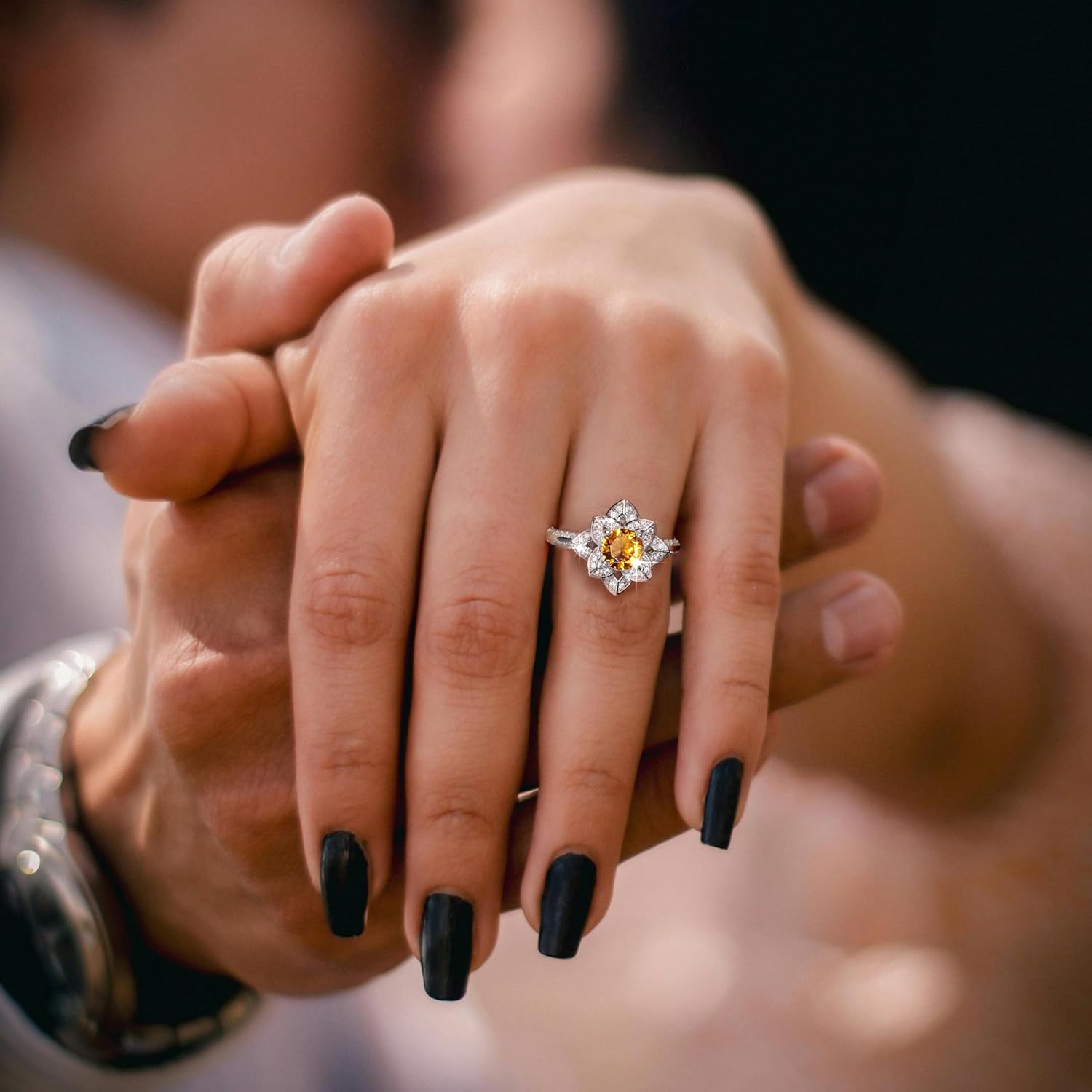 Birth Flower Ring For Women, Sterling S925 Silver Birthstone Ring - Image 6