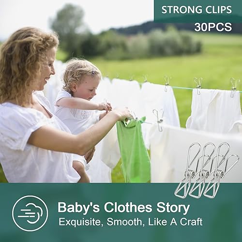 Miniatura 2 de 30 pinzas de metal para colgar ropa, clips de pasador para ropa de lavandería, clips de línea de ropa para colgar ropa, alfileres de ropa cerrados,