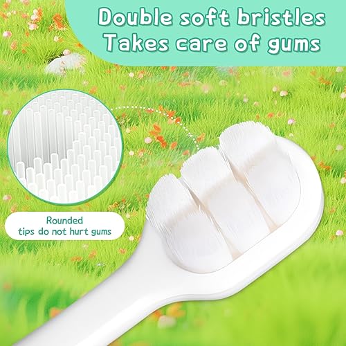 Miniatura 4 de Cepillo de dientes manual para niños con cerdas extra suaves con 10000 cerdas diseñado para dientes delicados y encías para niños pequeños de 1 a 5