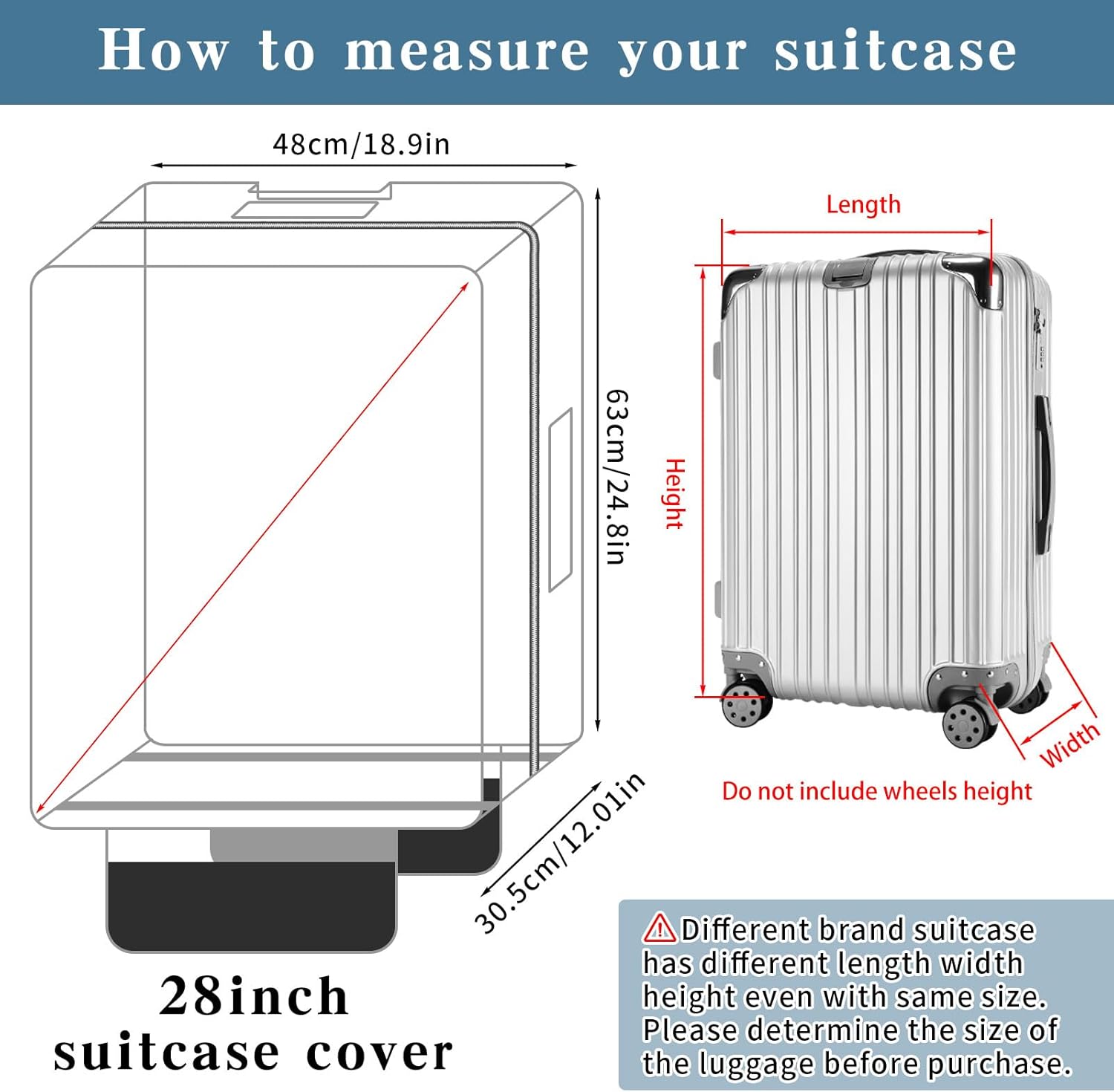 Yotako Upgraded Zippered Clear PVC Suitcase Cover, 28 Inch Luggage Covers for Suitcase Luggage Protector Cover 28'' - Image 2