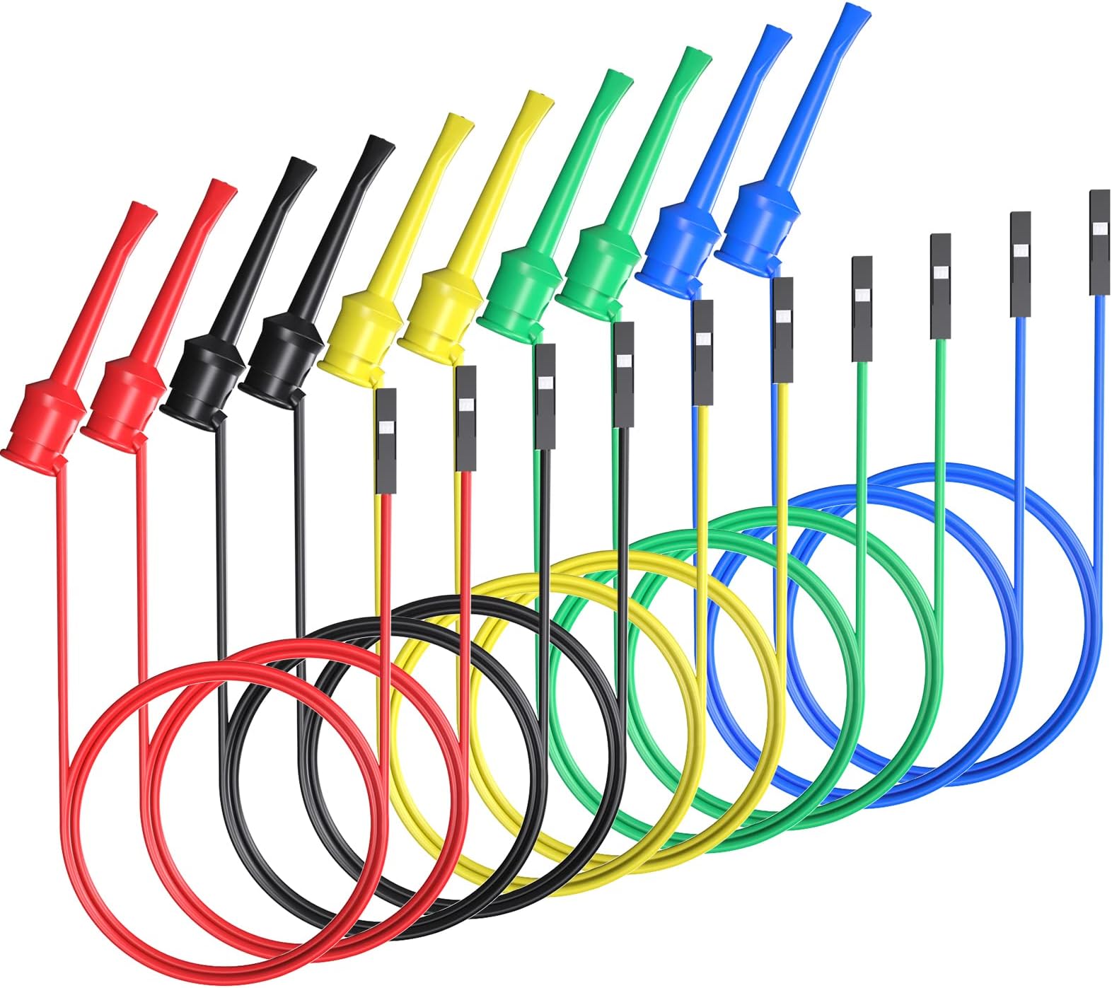 Goupchn Test Hooks to Breadboard Female Jumper Wires Soft Flexible Silicone Test Leads for Electrical Testing