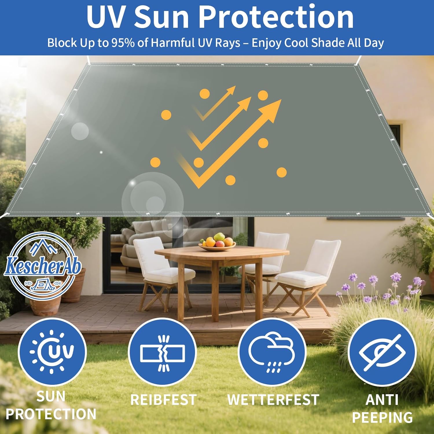 Waterproof Sun Shade Sail 10' x 13' Rectangle UV Block Shade Fabric Sun Shade Cloth Privacy Screen with Grommets for Backyard Yard Deck Patio Garden Outdoor Activities, Dark Grey