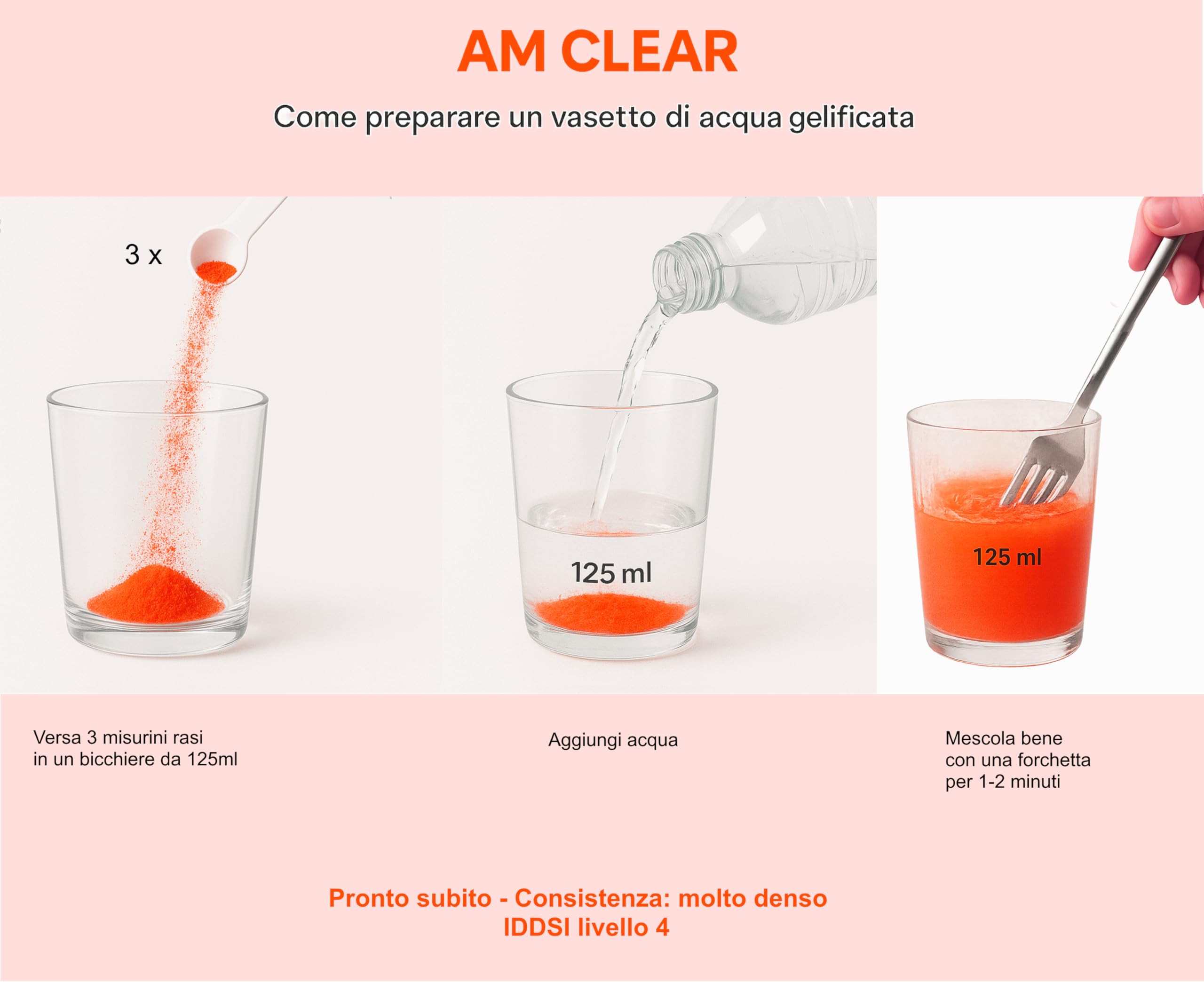 Dmf Dietetic Metabolic Food Polvere Addensante per Acqua Gelificata AM Clear, Pesca - 250 g