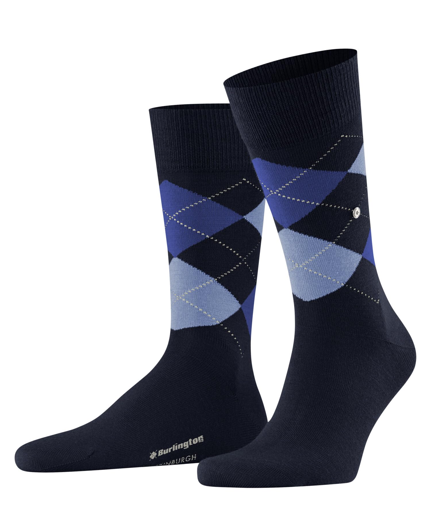 Burlington Men's Blue Marine 6120 Edinburgh M So Wool Patterned 1 Pair Socks, 6.5-11