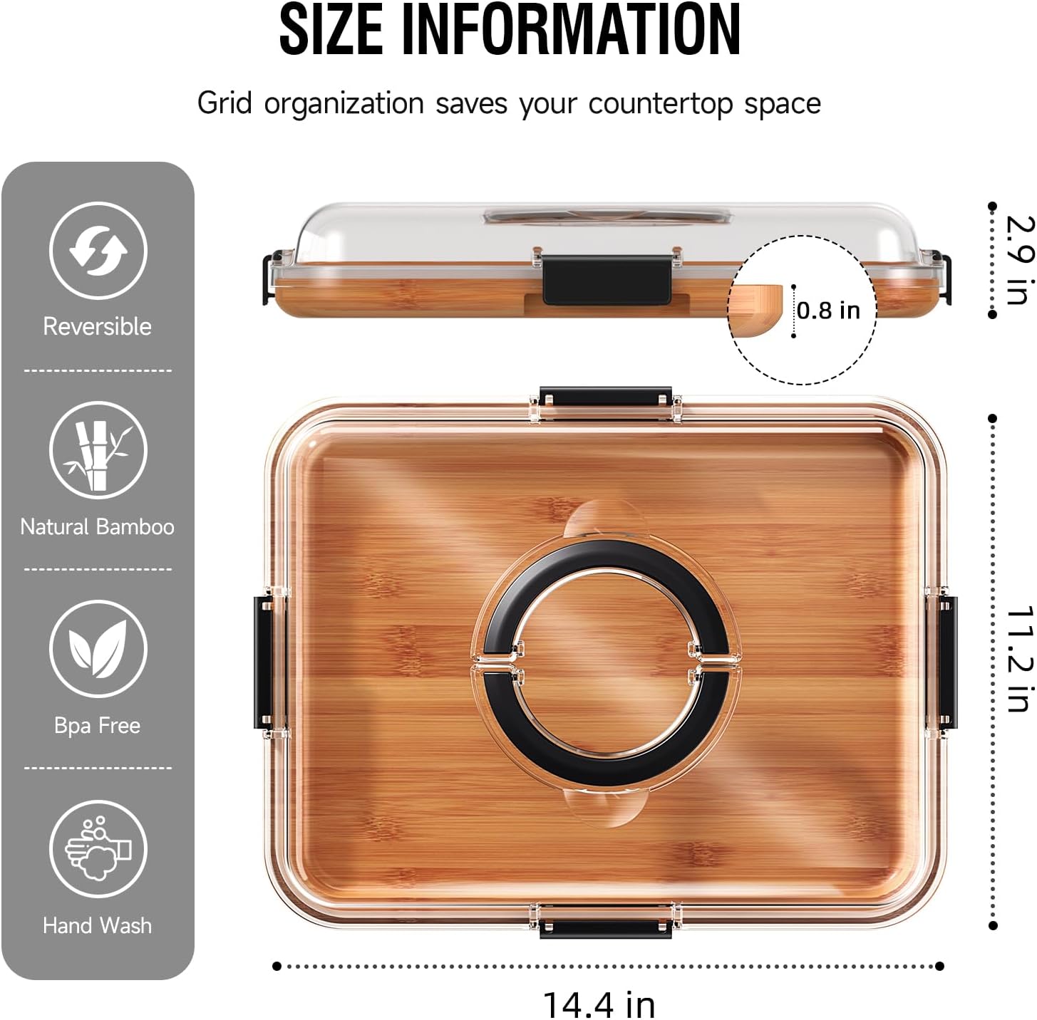 Charcuterie Board with Clear Lid, Travel Portable Cheese Board Charcuterie Boxes Cutting Boards for Kitchen, House Warming Gifts New Home, Gifts for Women (1 Compartments Black) - Image 2