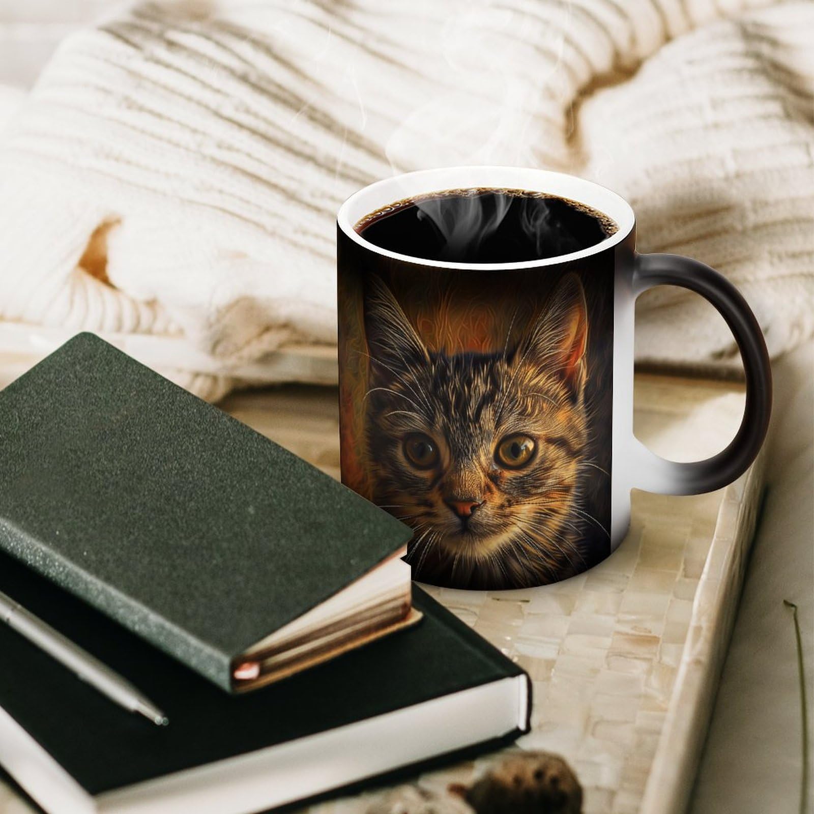 Amazon.com | FZQVSGW Ceramic Coffee Mugs, 11 Oz Brown Tabby Cat Heat  Changing Mug, Personalized Novelty Color Changing Coffee Mug Cup with  Handle Cool Magic Mugs for Hot Drinks: Coffee Cups &