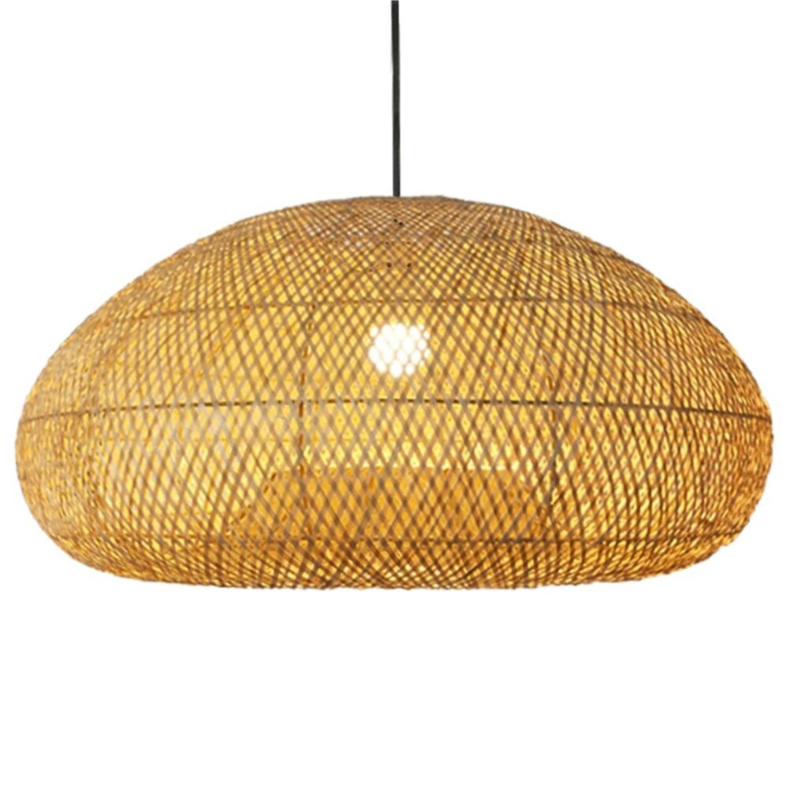 KBUUKYYXouy Semicircular Art Natural Country Hanging Lamp Handmade Weave French Ceiling Lighting Simplicity Single for Kitchen Island Warehouse Corridor(15.7in*7.8in)