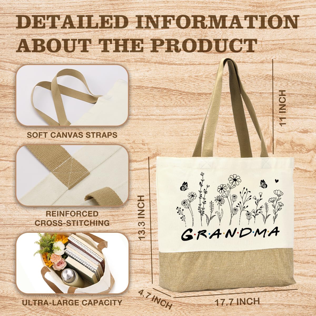 Grandma Mimi Gigi Mamaw Memaw Mama Abuela Boymom Gifts Flowers Reusable Grocery Bag & Makeup Bag Set Gift 01 image 4