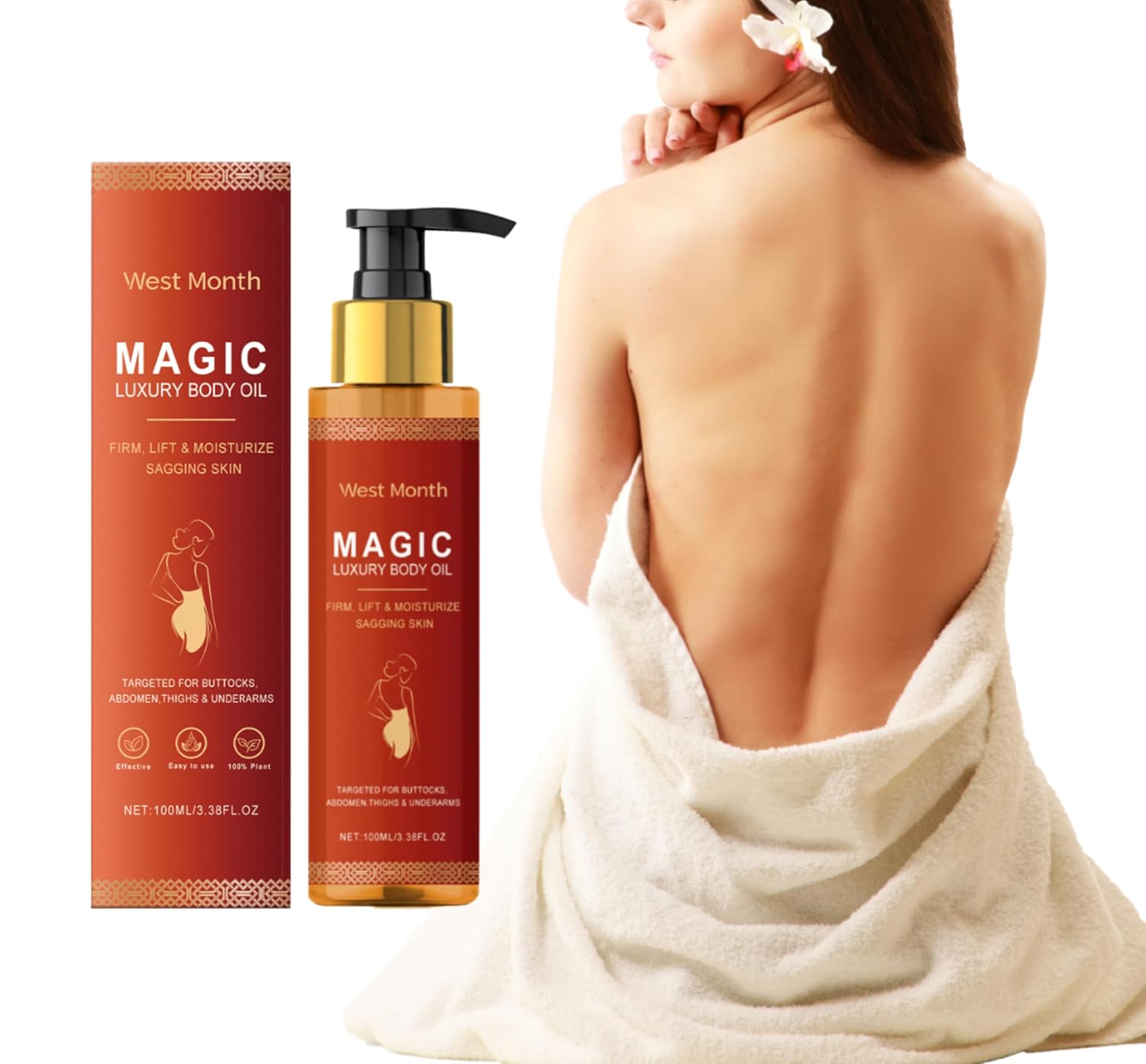 Magic Body Firming Oil - Luxury Hydrating & Skin Tightening Oil for Women, Fast Absorb, Non-Greasy Formula,Helps Smooth The Appearance of Cellulite & Improve Skin Texture