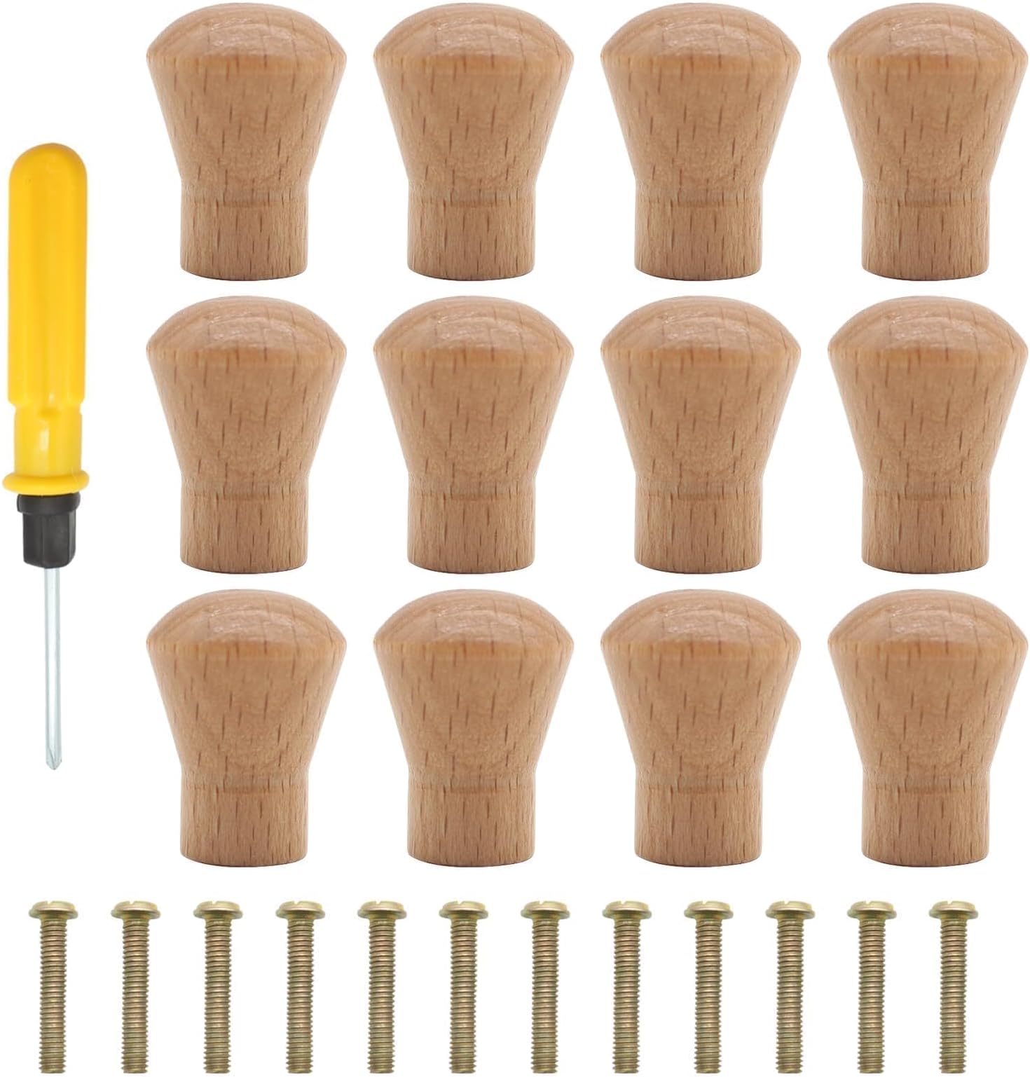 FYSL Wood Drawer Knobs - 12 PCS Round Wooden Cabinet Knobs for Cupboard, Wardrobe, Furniture ...