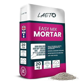 Laeto Easy Mix Mortar 20kg Ready Mixed Cement for Bricklaying Paving | Just Add Water, Pre-Blended Sand Cement Mix, For Bricklaying, Paving Slabs, Patching, Indoor and Outdoor Repairs
