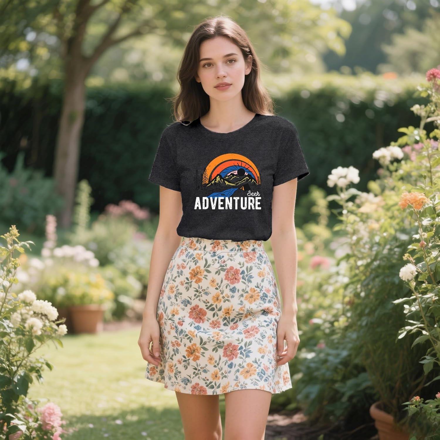 Seek Adventure Shirts for Women Camp Camping Hiking Tshirt Nature Lover Mountain Tee Tops - Image 3