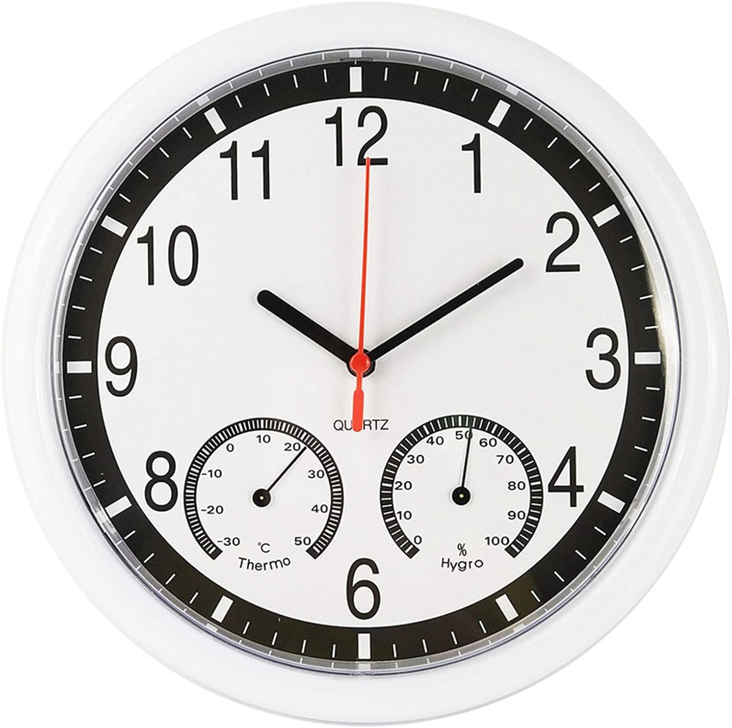 Outdoor Garden Wall Clock, 10 Inch with Hygrometer Thermometer Garden Clock Silent Quartz Clock Waterproof Outdoor Clock Weather Resistant Battery Operated Outside Clock for Indoor