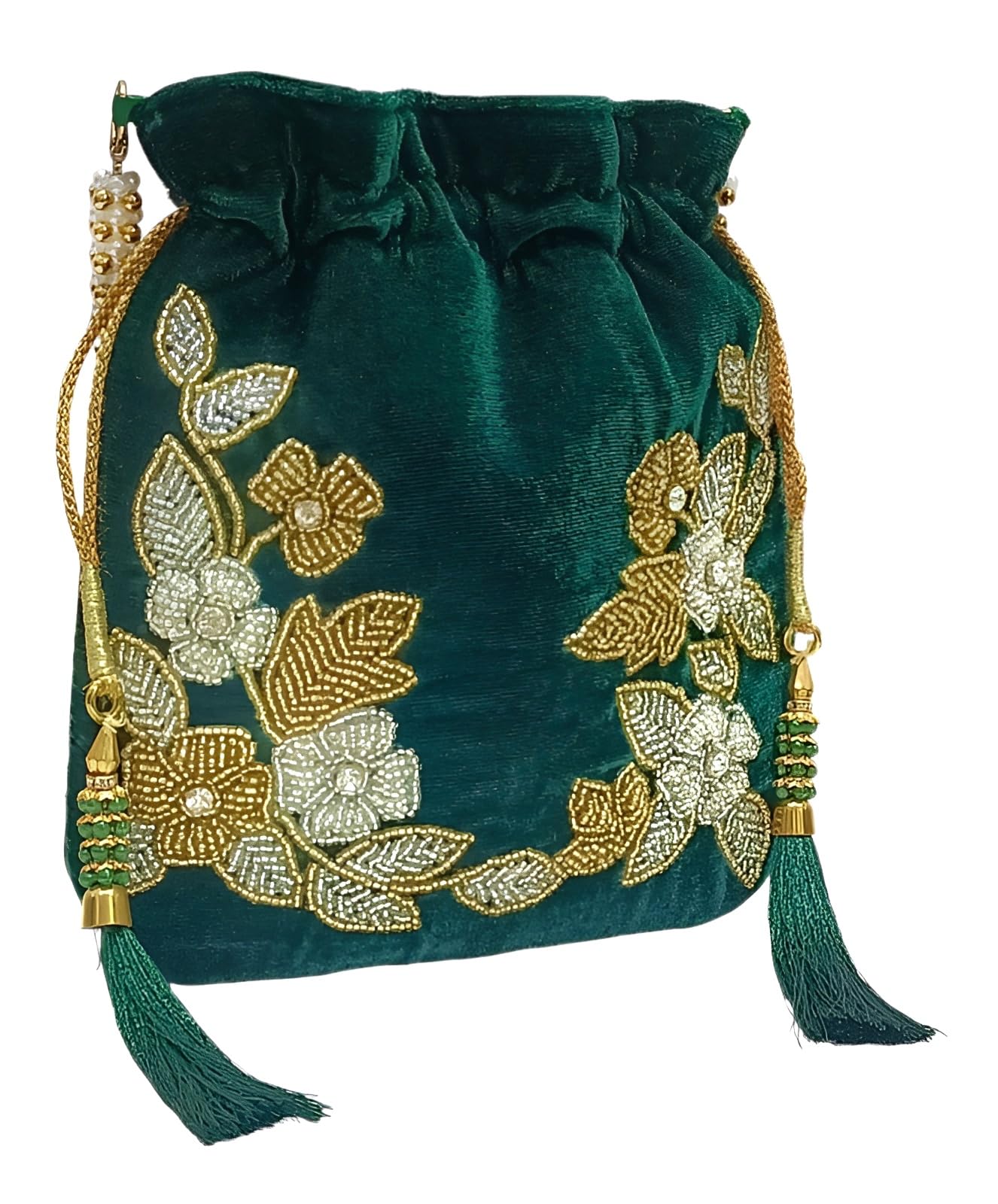 Women's Embroidered Floral Potli Bag Purse for Party Wedding