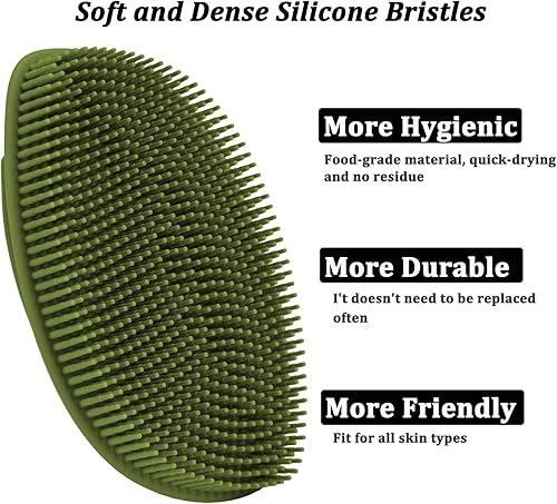 Miniatura 2 de HieerBus Cepillo de ducha plano de silicona, exfoliante suave y masaje, enjabona bien y más higiénico que la esponja de lufa tradicional, 1 paquete