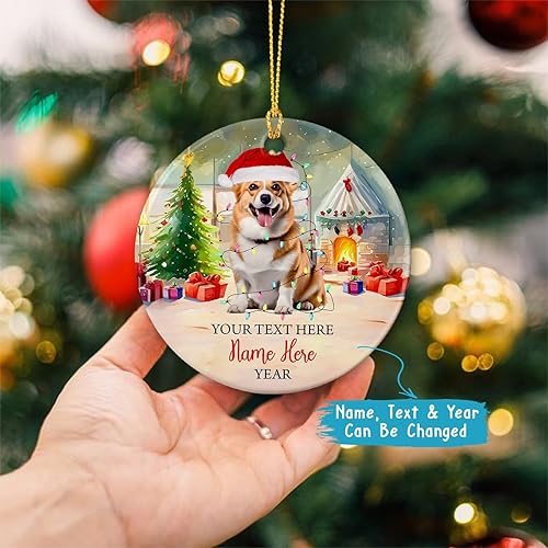 Vista 128 de Rottweiler - Adorno de cerámica personalizado para perro de Papá Noel, nombre y texto personalizados para mascotas, feliz para los amantes
