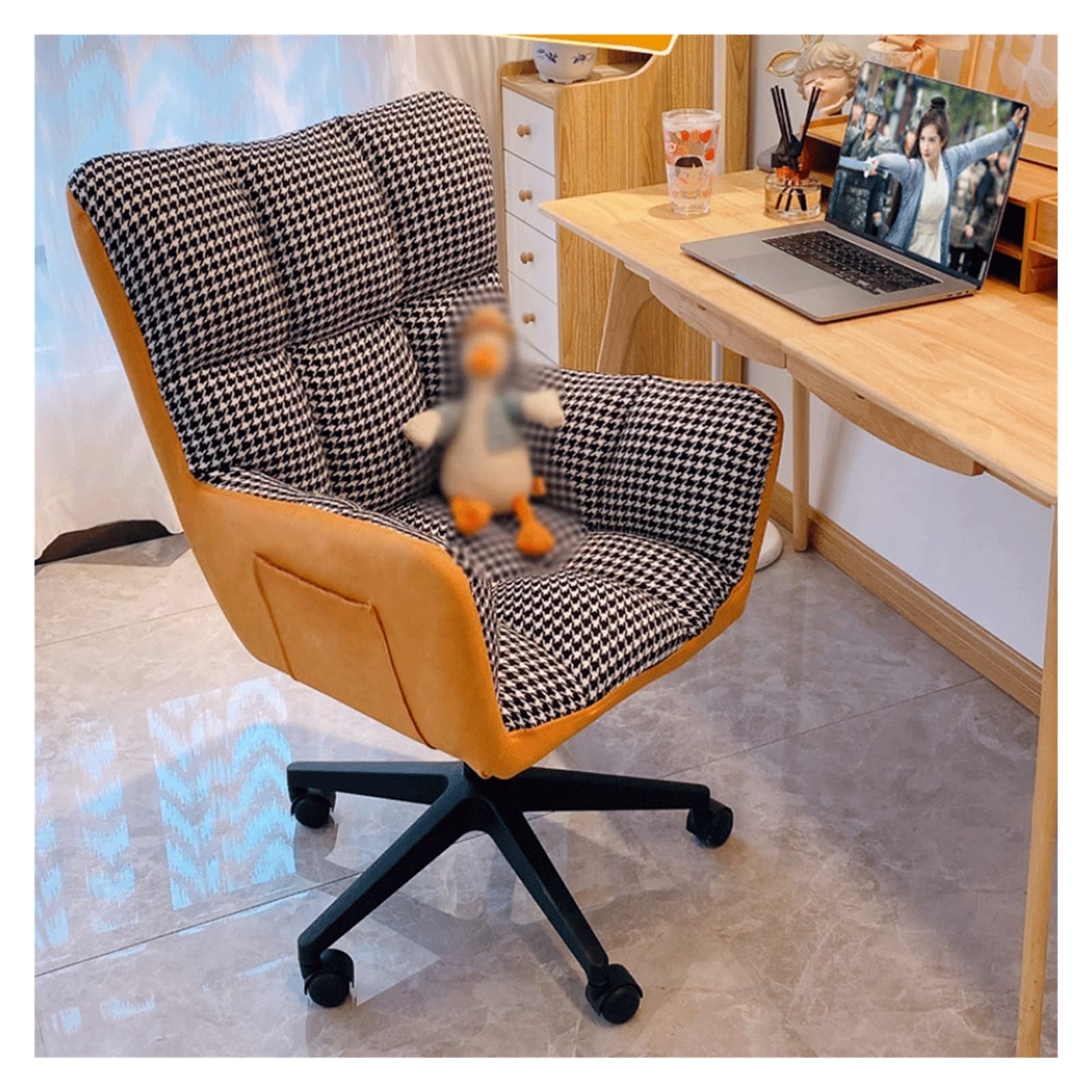 KARREAL Computer Chair Home Cosmetic Chair Student Dormitory Seat Backrest Chair Office Comfortable Desk Swivel Chair Vision Argento