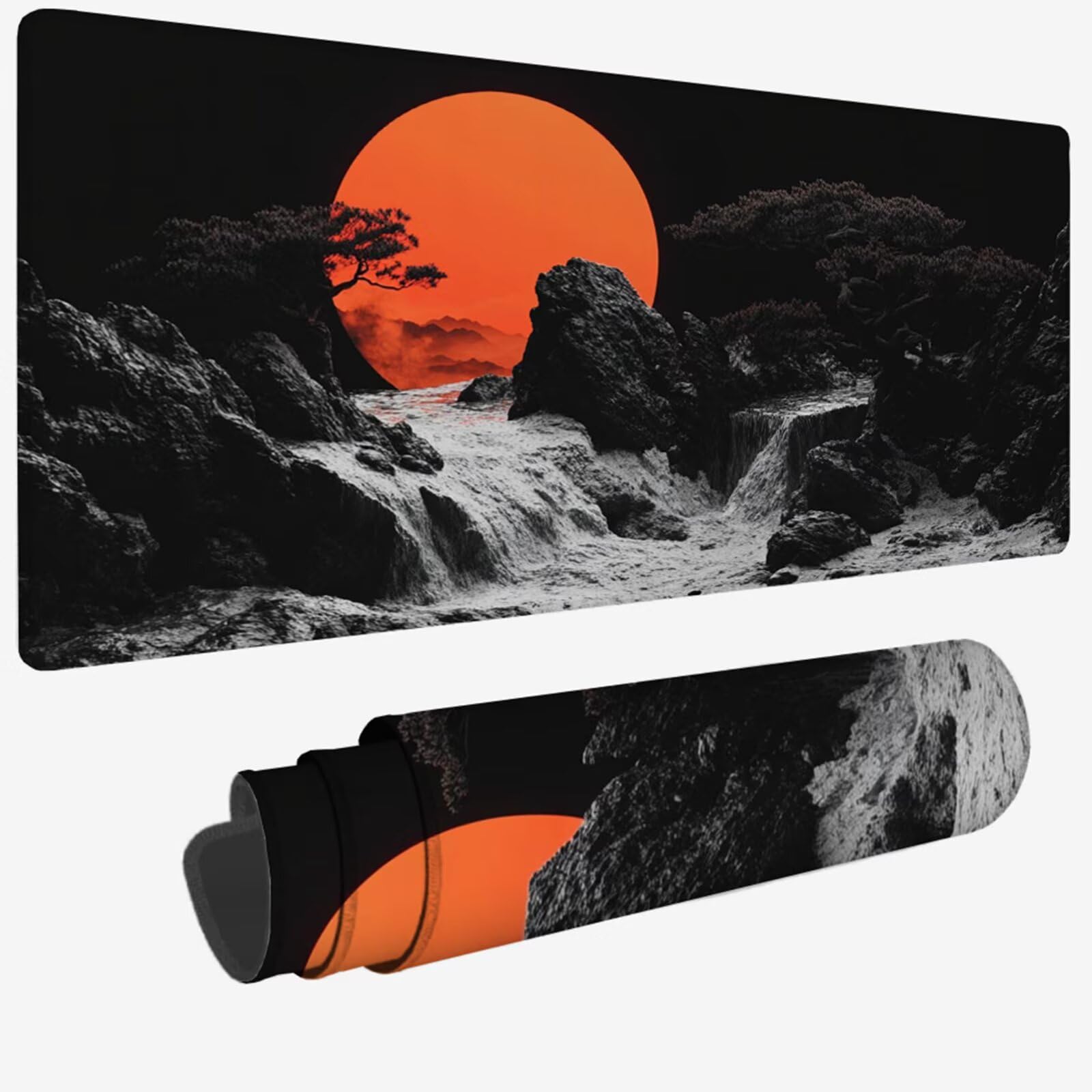 Podkładka pod mysz XXL 1200 x 400 x 3 MM, duża czarna podkładka pod mysz z wodoodporną i antypoślizgową gumową antypoślizgową krajobrazem pod ręką zszyte krawędzie, poprawia precyzję i szybkość dla