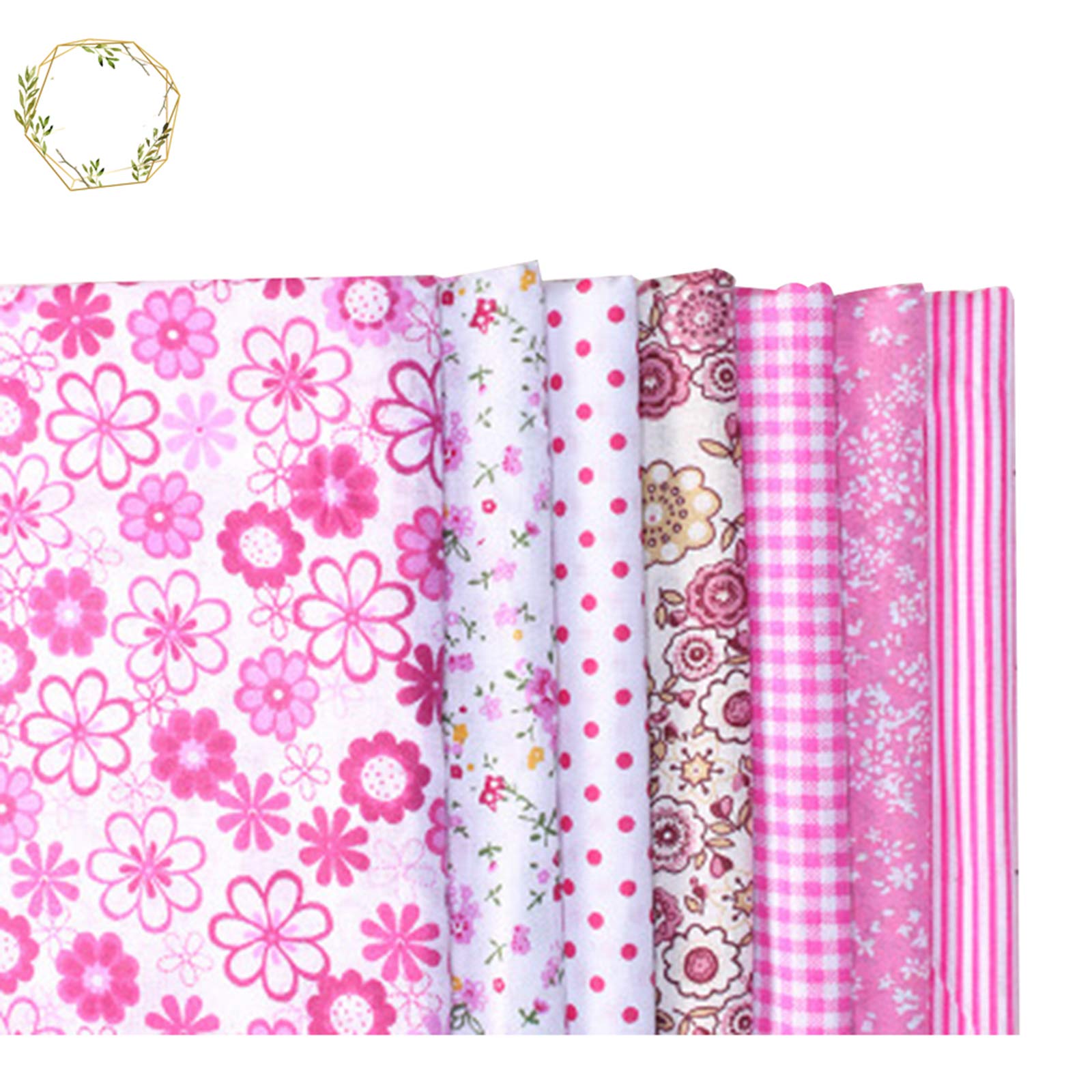 Floral Cotton Fabric Quilting Patchwork Fabric Fat Quarter Bundles Squares Patchwork DIY Sewing Scrapbooking Quilting Pattern Artcraft (7pcs, Rose Red, 19.7 x 19.7 in)