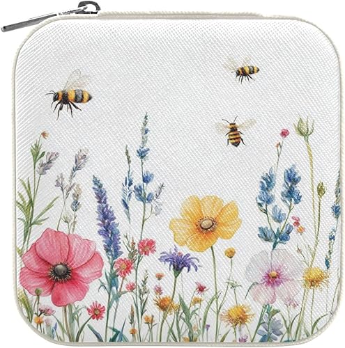 QwThum Joyero de viaje organizador para mujeres, niñas y hombres, pequeña caja de almacenamiento portátil para joyas, aretes, anillos, collares,