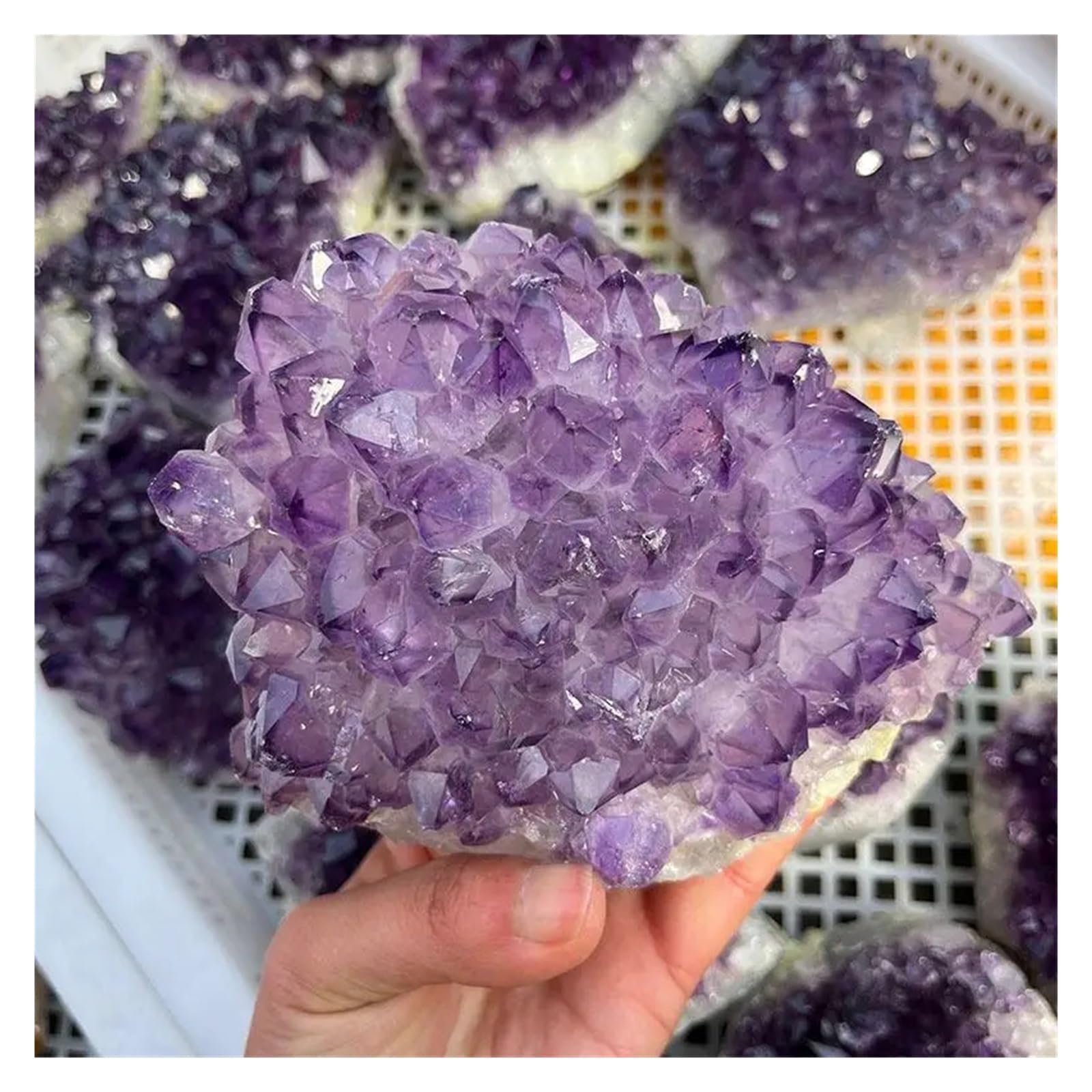 racimo de cristales Racimo de cuarzo de cristal púrpura Natural, energía espiritual curativa, geoda de amatista, espécimen de piedra, adornos for manualidades, 1 ud. (Size : 500G-800G)
