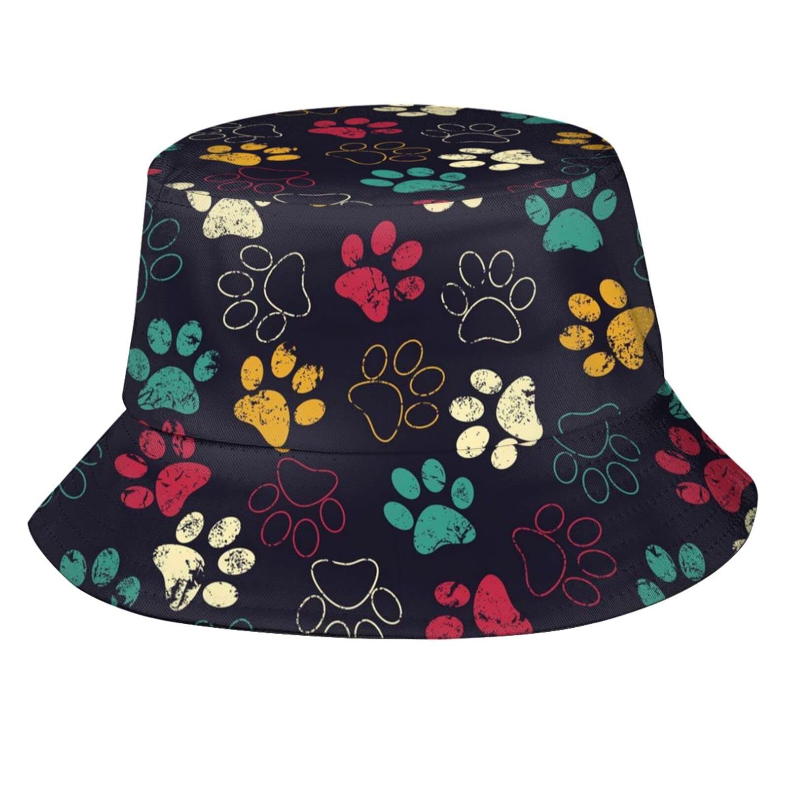 Cute Dog Paw Print Bucket Hats for Women Men Packable Beach Sun Fishing Boonie Hats Outdoor Summer Travel Hats Caps Unisex, Dog Paw-003, One size