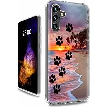 Case for Samsung A13 5GNot Fit A12 5G, Shockproof Heavy Duty Dual Layer Protective Clear PC Soft Silicone Cover Hybrid Phone Case for Samsung Galaxy A13 5G, Dog Paw Print Beach