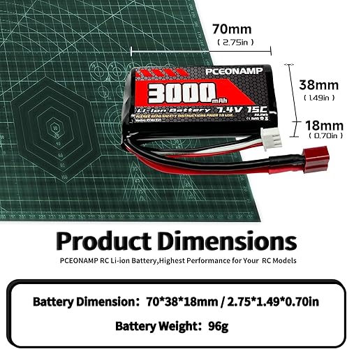 Miniatura 9 de PCEONAMP Batería de iones de litio de 7.4 V 2000 mAh 2S con enchufe Deans T recargable de alta capacidad, batería RC apta para WLtoys 4WD de alta