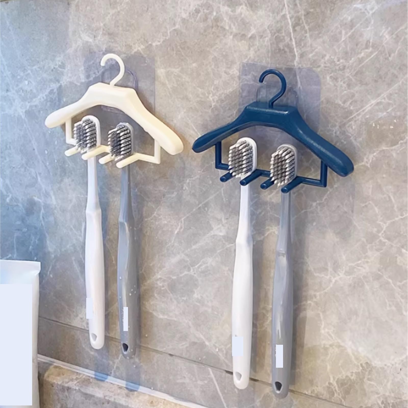 Bagno Porta Portaspazzolino da Parete a Forma di Appendiabiti in plastica autoadesiva Spazzolino Accessori(Blue)
