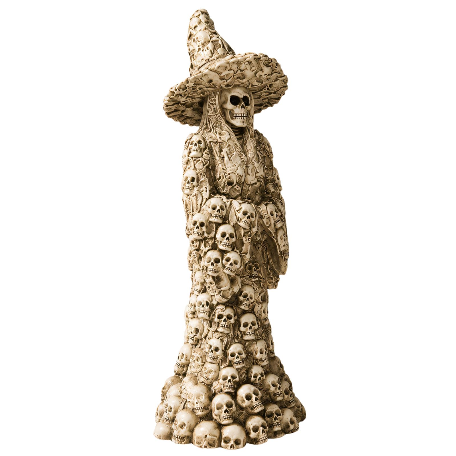 Resin Mantel Sculpture, Halloween Witch Skeleton Figurine for Tabletop Shelf Decor, Gothic Party Accent Seasonal Witch Skeleton Figurine Gothic Halloween Decor Resin Skull Statue Tabletop Mantel Shelf