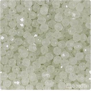 BeadTin Night Glow-in-The-Dark 6mm Faceted Round Plastic Craft Beads (600pcs)