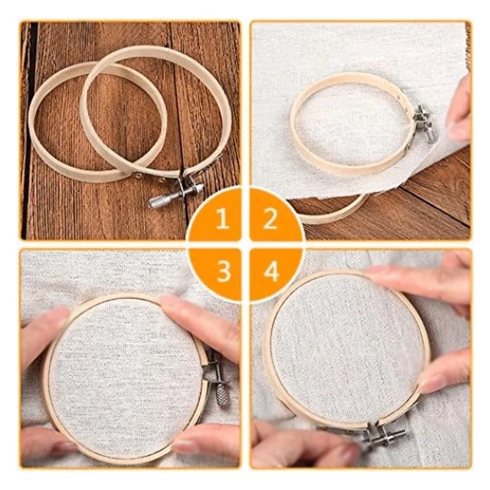 MRKU Soporte para Bastidor de Bordado DIY, Kit de Costura para Punto de Cruz, Marco, Anillos, Manualidades, bambú, aro Redondo, Herramientas de Costura domésticas