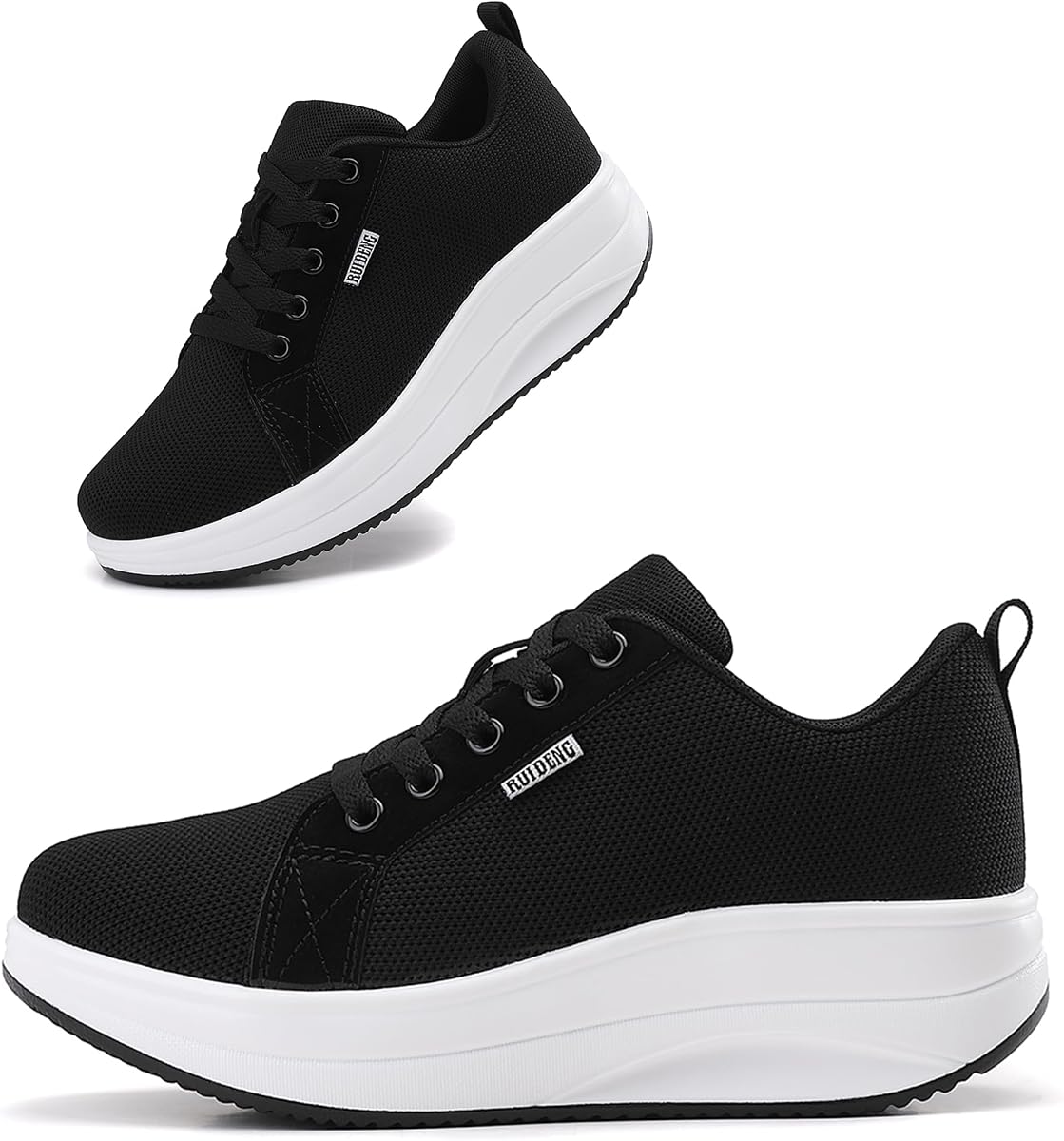 Womens Walking Sneakers Comfy | Platform Shoes for Women Fashion | Stylish Standing All Day Rocker Bottom