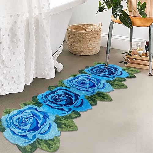 Miniatura 3 de USTIDE Alfombra esponjosa de rosas para el suelo, alfombra suave y peluda de rosas hecha a mano, alfombras modernas lavables para el salón,