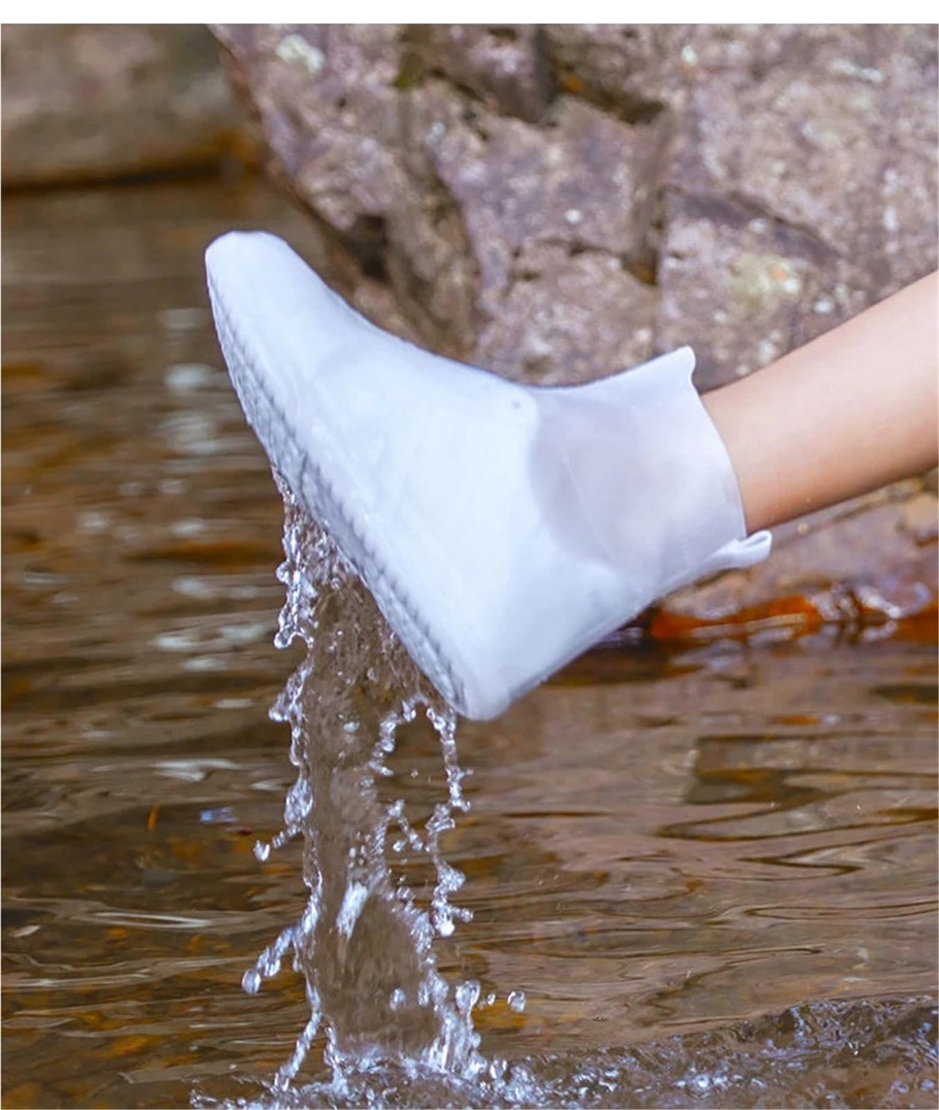 Botas de lluvia reutilizables, cubiertas for zapatos contra la, antideslizantes, silicona, resistentes al agua, for días lluviosos, 3 pares para Protección