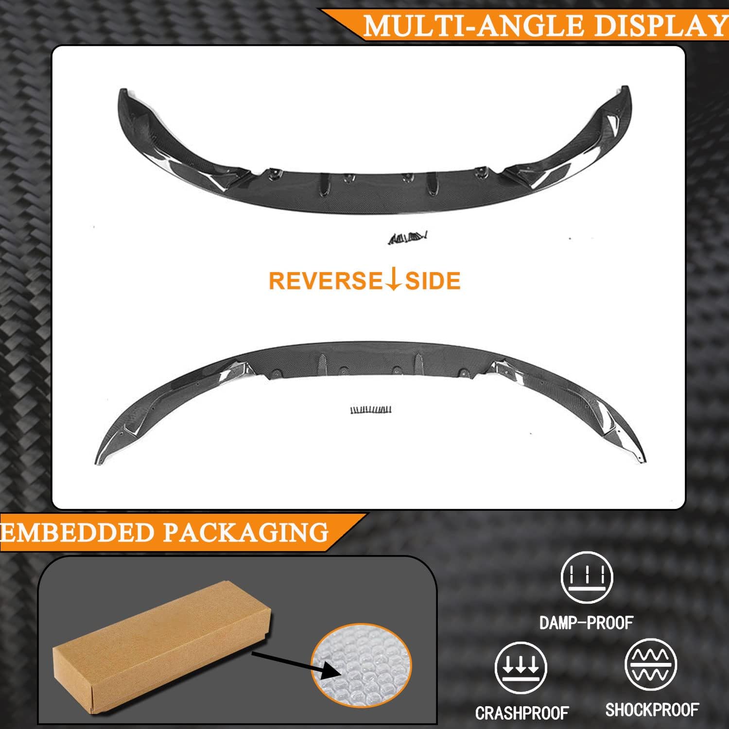Carbon Fiber Front Bumper Lip for BMW F80 M3 F82 F83 M4 2014-2019 Front Lip Chin Spoiler Splitter Protector Factory Outlet (Style B)