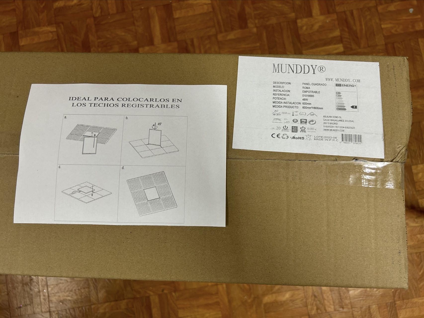 MUNDDY® - Pack de 11 Panel LED 60 x 60 cm, 50W, 6500 lumenes Reales certificados. Blanco Frio 6500K, 595 x 595 x 33 mm,Driver Incluido Envio Urgente Desde Madrid