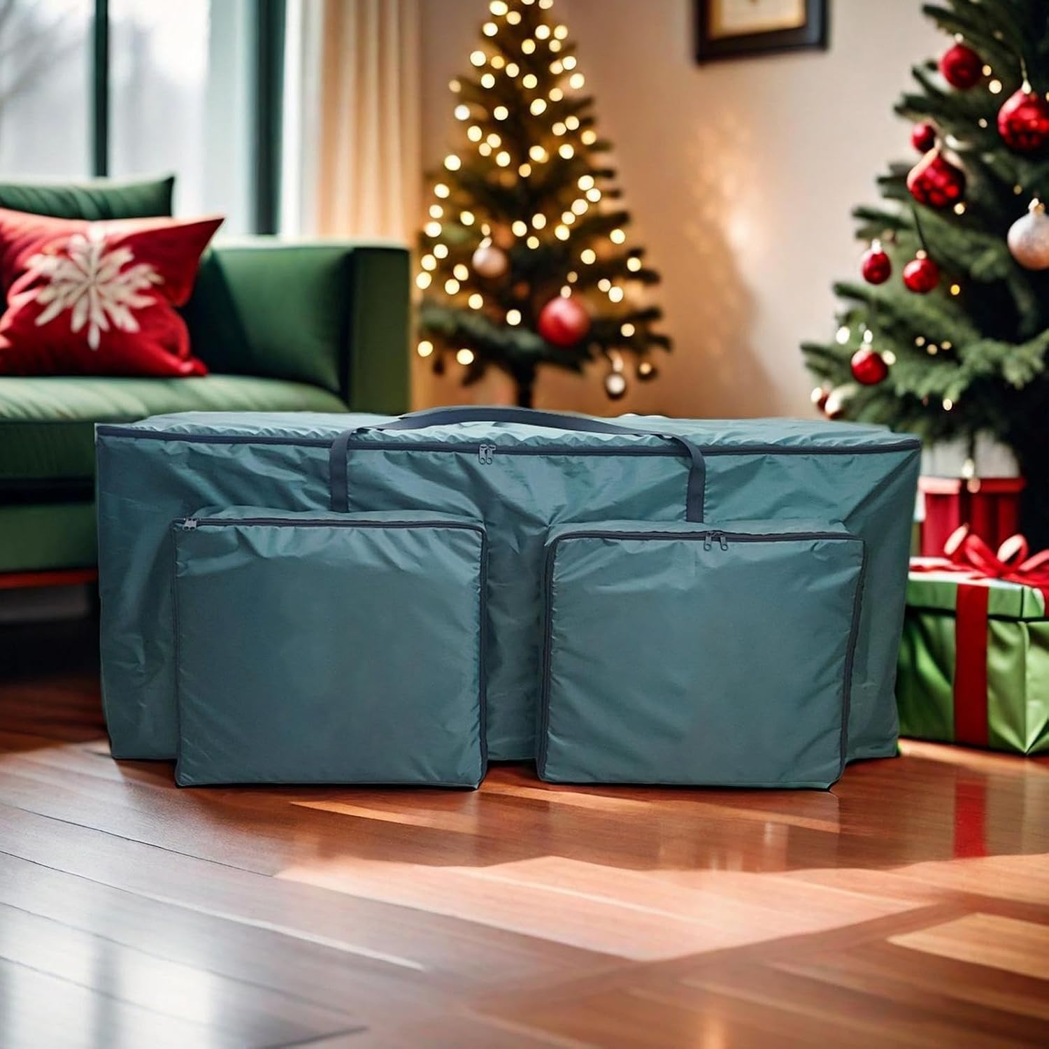 Christmas Tree Storage Box Dust-Proof Oxford Fabric Double-Zipper Handles