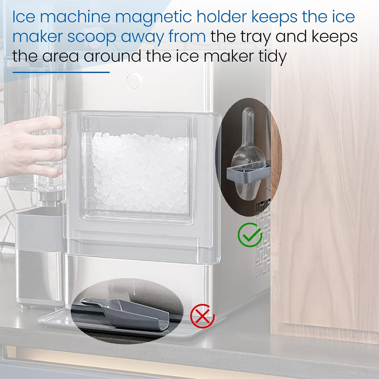 Magnetic Ice Scoop Holder for Ice Machine - Compatible with GE Profile Opal 2.0 Nugget Ice Maker and for Opal 1.0 Ice Maker Parts（2 Pcs）