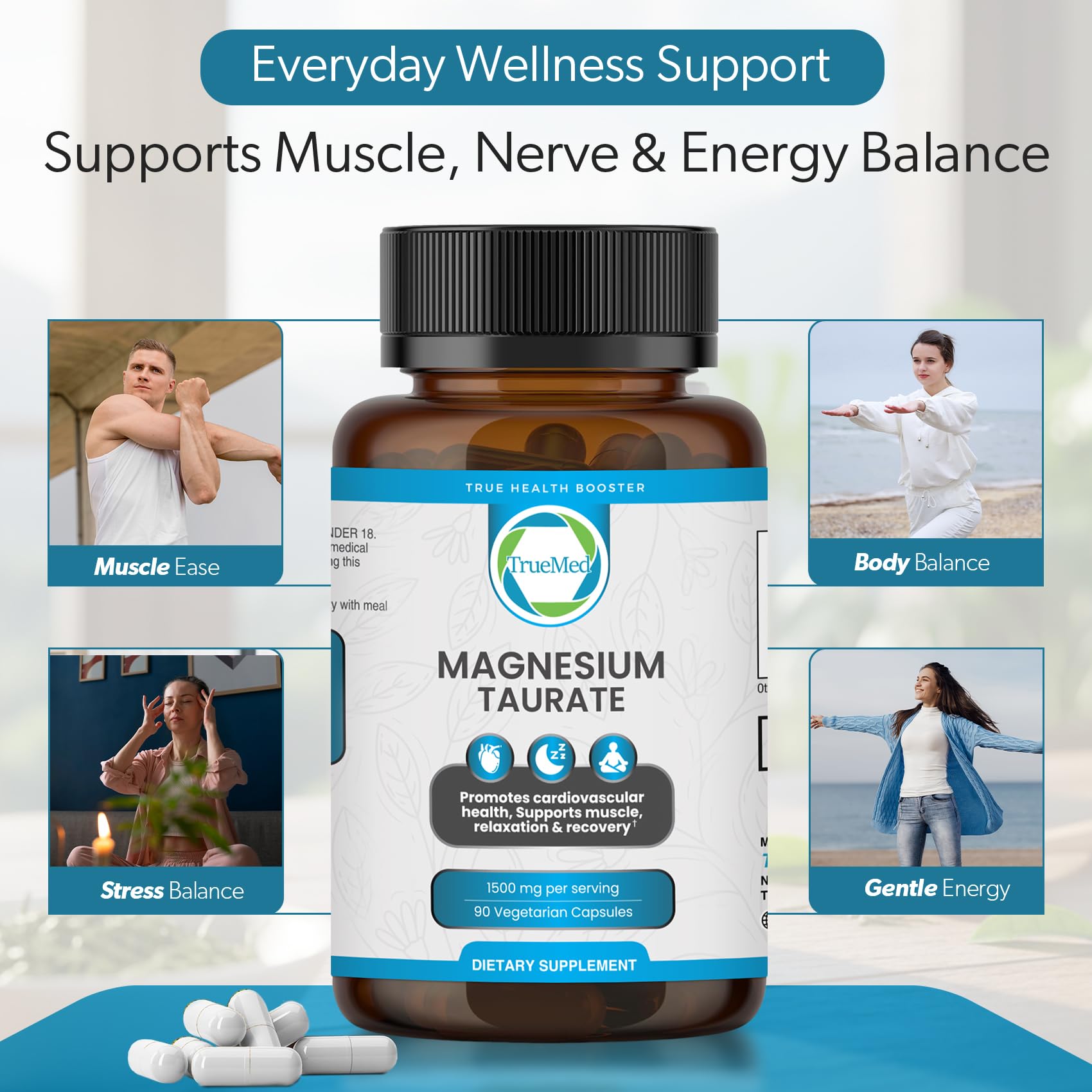 Magnesium Taurate 1500mg, Supports Heart Health and Sleep, 90 Veg Capsules — Amazon image 6
