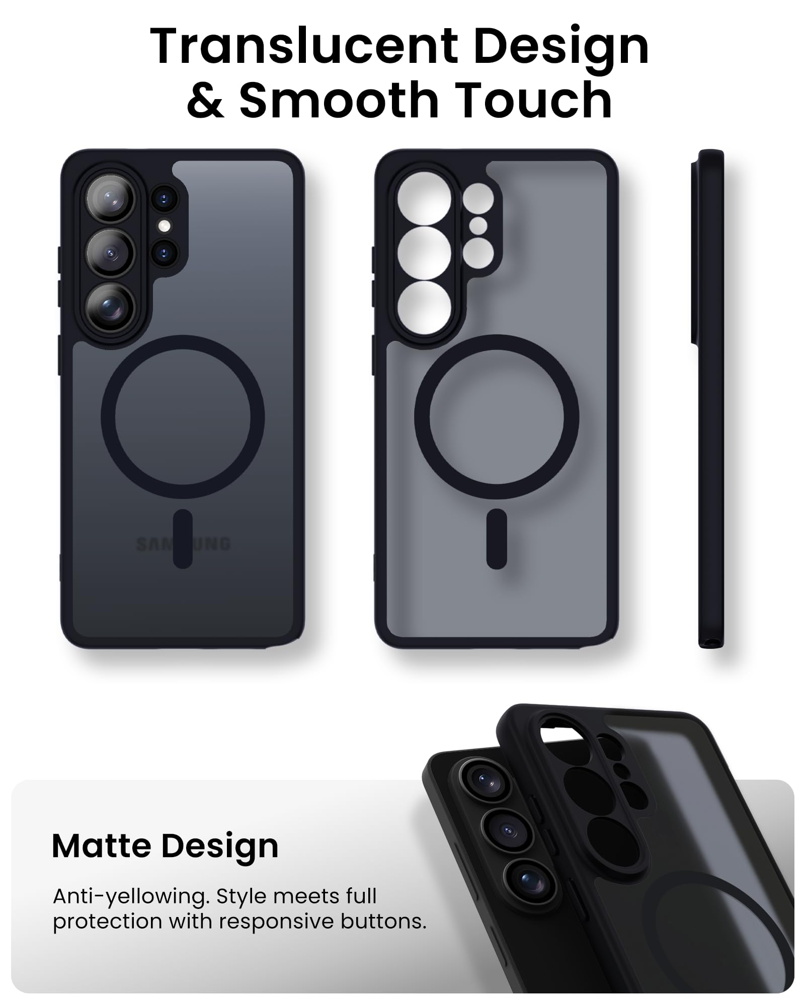 ACRONIX Magnetica Cover per Samsung Galaxy S26 Ultra 5G, Compatibile con MagSafe, Protezione Militare, Traslucida Opaca Posteriore, Custodia Antishock per Samsung S26 Ultra, Nero