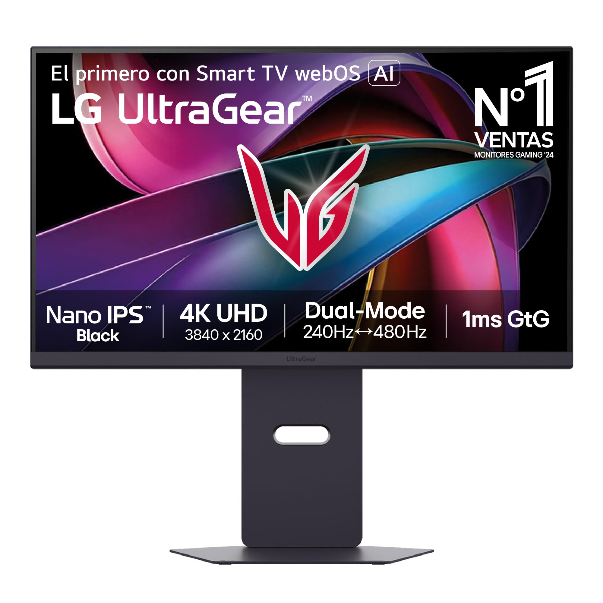 LG 27G850A-B - Monitor Gaming Ultragear 27", Panel Nano IPS, (3840 x 2160), 240 Hz, 1ms (GtG), DCI-P3 99%, G-Sync Compatible y FreeSync Premium Pro, Pivotable, Morado Grisáceo