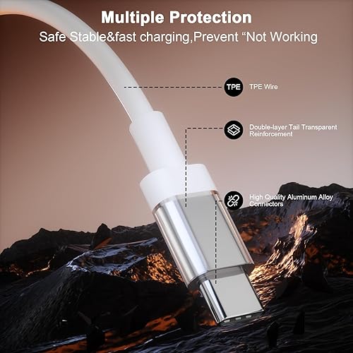 Miniatura 6 de Cable USB C a USB C de 6 pies 100 W, cable de carga rápida tipo C para iPhone 17 16 Pro Max 16E 15/iPad Pro 10 11th Air MacBook, para Samsung S25