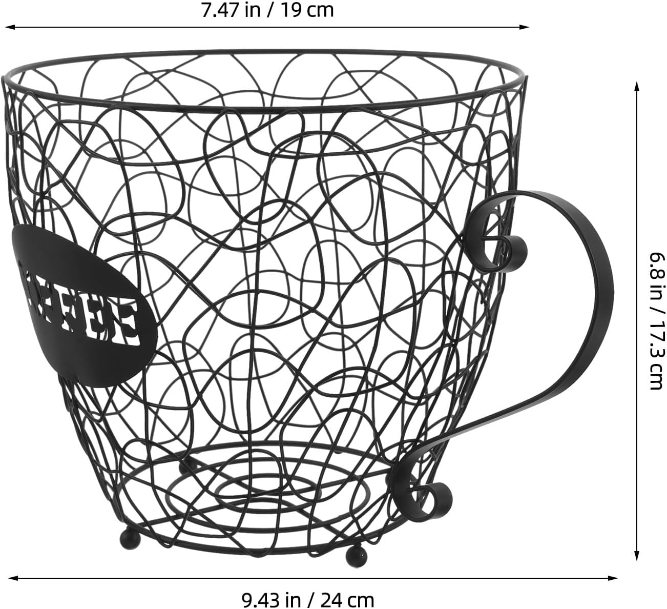 Generic Espresso Pod Holder - Black Iron Cup Shaped Coffee Capsule Storage Basket - Metal Kitchen Organizer Rack For Bar Countertop Fruit Home Parties & Holiday Decor