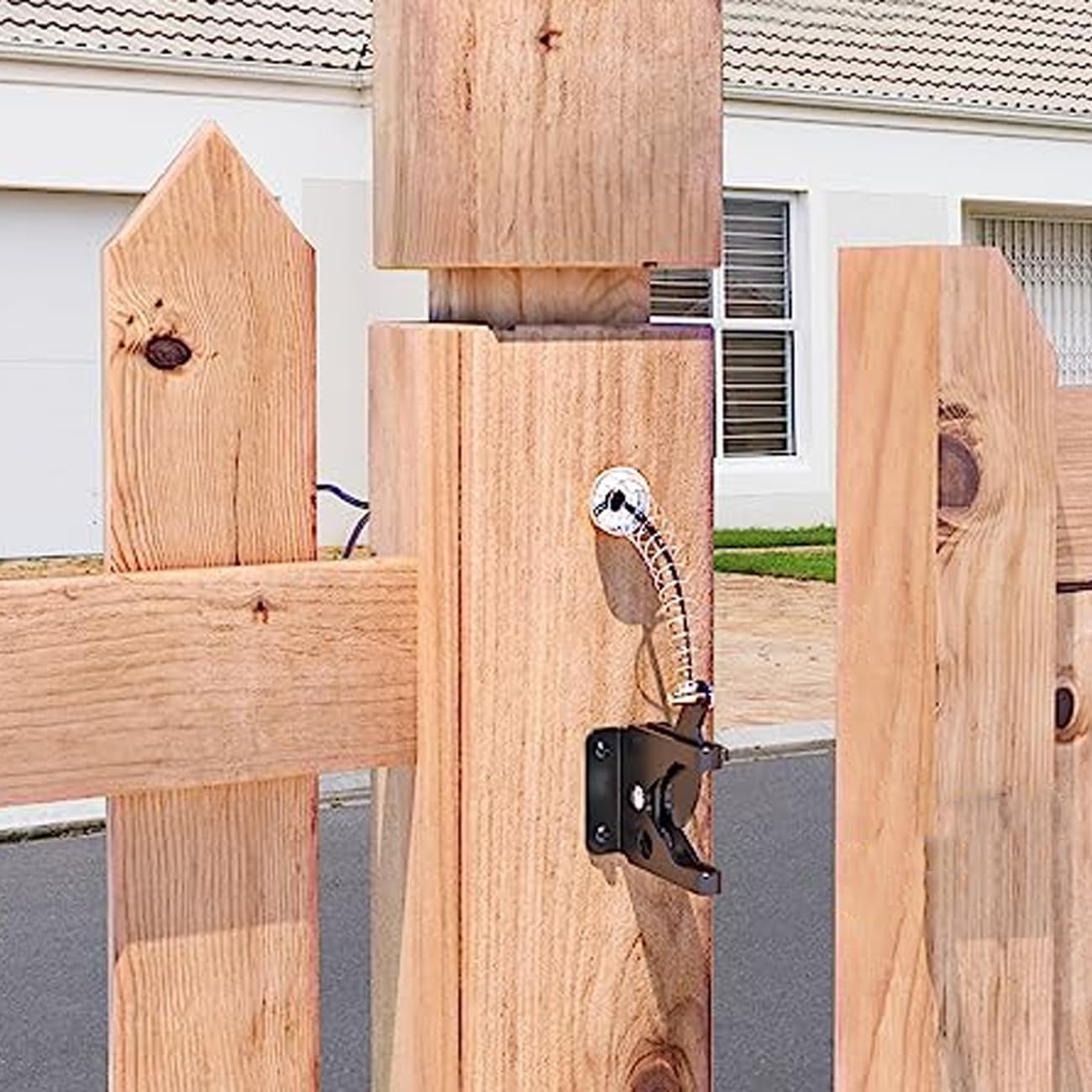 Heavy Duty Self Locking Gate Gravity Latch Automatic Spring Loaded Gate Latches with Cable Pull for Secure Pool, Wooden Fence, Metal Gates, Garden Shed